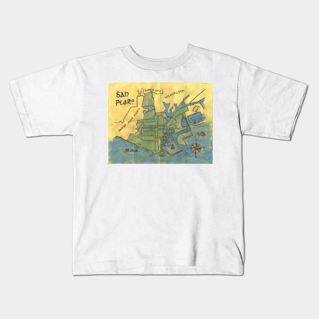 San Pedro Kids T-Shirt by PendersleighAndSonsCartography